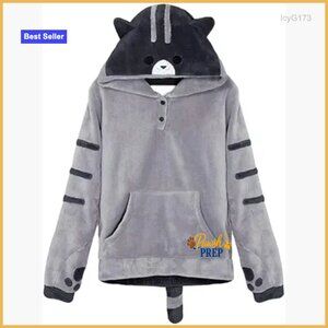 Cat Ears Hoodie Pullover Sweatshirt Anime Kawaii Cozy Fleece Jacket